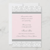 Wedding danken Ihnen Foto-Karten-Grau-Damast Dankeskarte (Rückseite)