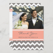 Wedding danken Ihnen Foto-Karten-korallenrotes Dankeskarte (Vorne/Hinten)