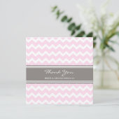 Wedding danken Ihnen kardiert rosa graues Zickzack Dankeskarte (Stehend Vorderseite)