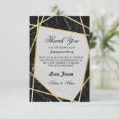 Wedding danken Ihnen, schwarzes Marmorgold zu Dankeskarte (Stehend Vorderseite)