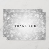 Wedding danken Ihnen, silbernes Winter-Märchenland Dankeskarte (Vorne/Hinten)