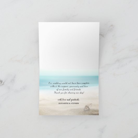 Wedding danken Ihnen Sommer-StrandStarfishSeashell Dankeskarte (Innenseite)