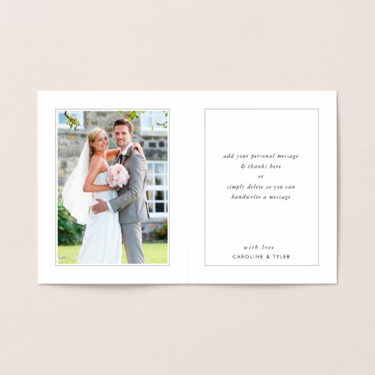 WEDDING DANKS paar neuvermählte moderne minimale A Folienkarte (Innenseite)