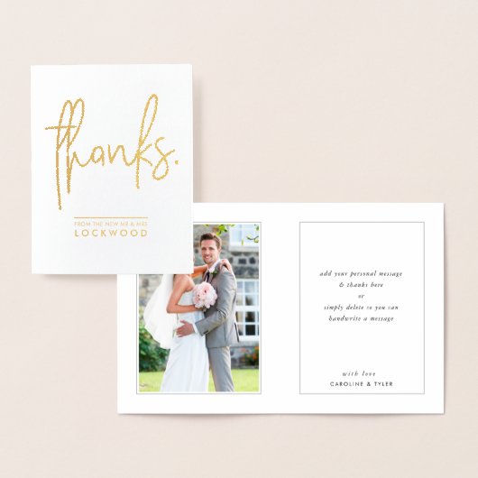 WEDDING DANKS paar neuvermählte moderne minimale A Folienkarte (Anzeige)