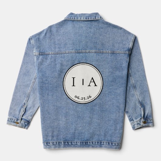 Wedding Date and Initials Bride's Personalized Jeansjacke (Rückseite)