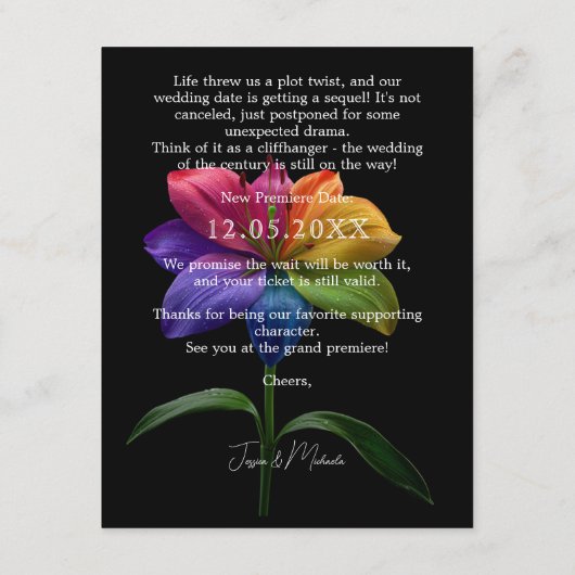 Wedding Date CHANGE Enclosure Card Begleitkarte (Rückseite)