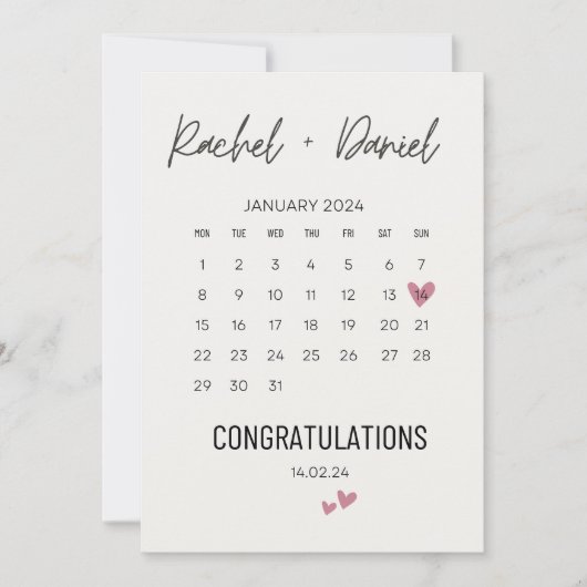 Wedding Day Card, On Your Wedding Day Card, Calend Save The Date (Vorderseite)