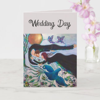 Wedding Day Couple in Love Whimsical Art Karte
