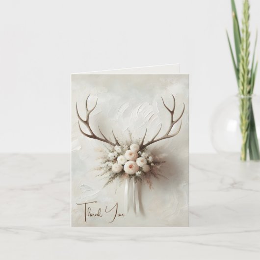 Wedding Deer Antlers Vielen Dank Karte (Vorderseite)