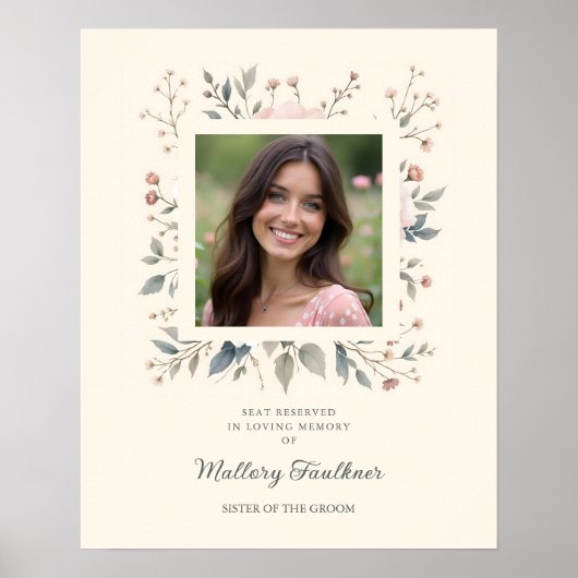 Wedding Delicate Soft Pastel Floral Frame Photo Poster (Vorne)