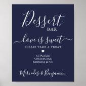 Wedding Dessert Bar Liebe ist Sweet Custom Navy Bl Poster (Vorne)