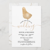 Wedding Destination Barbados Tropical Gold Karte (Vorne/Hinten)