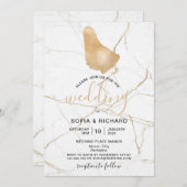 Wedding Destination Barbados Tropical Gold Karte I (Vorne/Hinten)