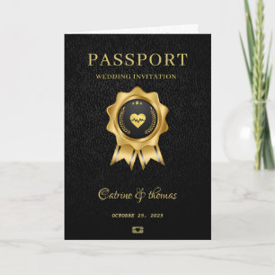 Wedding Destination Black Passport Weltkarte Einladung
