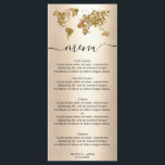 Wedding Destination Gold Glitzer Weltkarte Herzlic Menükarte<br><div class="desc">Wedding Destination Gold Glitzer World Map Heart Menu</div>