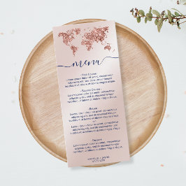 Wedding Destination Gold Glitzer Weltkarte Herzlic Menükarte