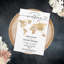 Wedding Destination Gold Weltkarte Einladung zum H