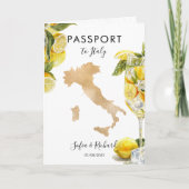 Wedding Destination Lemon Citrus Passport Italien Einladung (Vorderseite)
