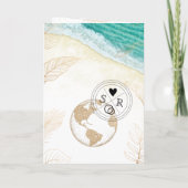 Wedding Destination Mexiko Pass Gold Weltkarte Einladung (Rückseite)