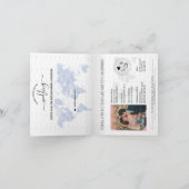 Wedding Destination Passport Blue World Map Blue Einladung (Innenseite)