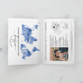 Wedding Destination Passport Blue World Map Invita Einladung (Innenseite)