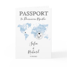 Wedding Destination Passport Blue World Map Invita