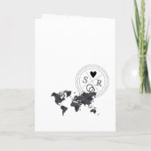 Wedding Destination Passport Blue World Map Schwar Einladung (Rückseite)