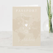 Wedding Destination Passport Blush Weltkarte Einladung (Vorderseite)