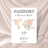 Wedding Destination Passport Blush World Map Peach Einladung