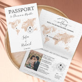 Wedding Destination Passport Blush World Map Peach Einladung