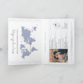 Wedding Destination Passport Dusty Blue Weltkarte Einladung (Innenseite)