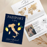 Wedding Destination Passport Gold Capri Italien Einladung<br><div class="desc">Modernes und elegantes World Map Invitation Wedding Destination,  wie Pass für Ihre romantische Hochzeit in Capri,  Italien</div>