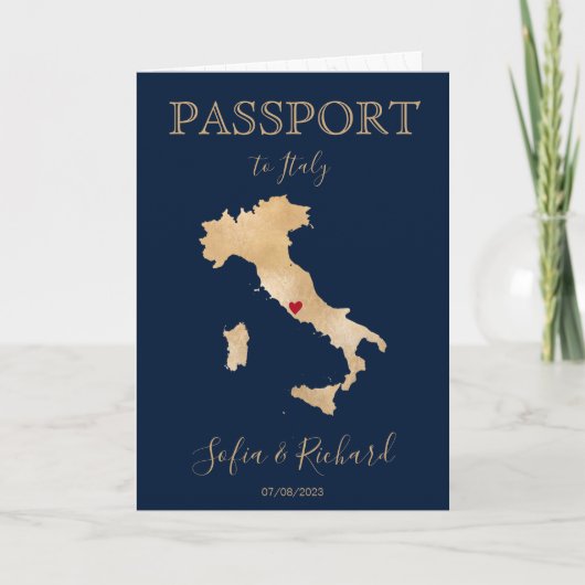 Wedding Destination Passport Gold Karte Italien (Vorderseite)