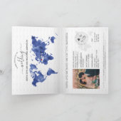 Wedding Destination Passport Gold Weltkarte Blau Einladung (Innenseite)