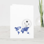 Wedding Destination Passport Gold Weltkarte Blau Einladung (Rückseite)