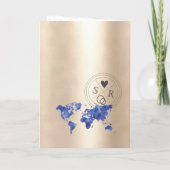 Wedding Destination Passport Gold Weltkarte Blau I Einladung (Rückseite)