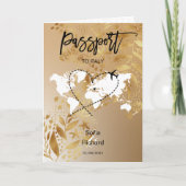 Wedding Destination Passport Gold Weltkarte Einladung (Vorderseite)