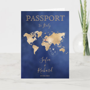 Wedding Destination Passport Gold Weltkarte Einladung