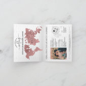 Wedding Destination Passport Gold Weltkarte Einladung (Innenseite)