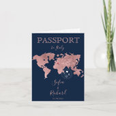 Wedding Destination Passport Gold Weltkarte Einladung (Vorderseite)