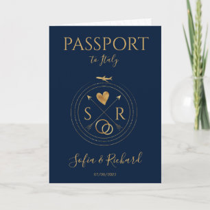 Wedding Destination Passport Gold Weltkarte Einladung