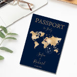 Wedding Destination Passport Gold Weltkarte Einladung<br><div class="desc">Modernes und elegantes World Map Invitation Wedding Destination wie Pass</div>