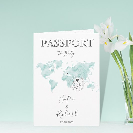 Wedding Destination Passport Gold Weltkarte Einladung