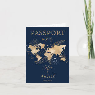Wedding Destination Passport Gold Weltkarte Einladung