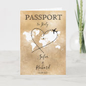 Wedding Destination Passport Gold Weltkarte Einladung (Vorderseite)