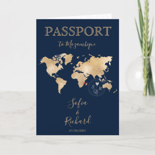 Wedding Destination Passport Gold Weltkarte Einladung