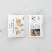 Wedding Destination Passport Gold Weltkarte Einladung (Innenseite)