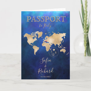 Wedding Destination Passport Gold Weltkarte Einladung