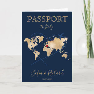 Wedding Destination Passport Gold Weltkarte Einladung