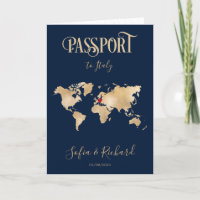 Wedding Destination Passport Gold Weltkarte Italie